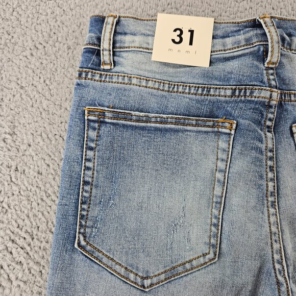 mnml Jeans Mens 31 Blue X203 Stretch Denim Distressed Ripped Slim Fit - Picture 15 of 16